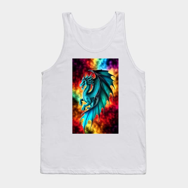 King Dragon Fire Turquoise Tank Top by ShopSunday